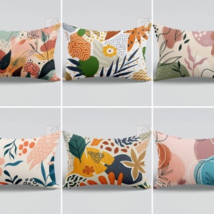 Abstract Accent Pillow Cover, Abstract Shapes Lumbar Pillow Case, Modern Art Rectangle Cushion Case, Abstract Leaves Pillow Sham, Home Gift