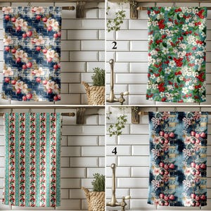 Cherry Blossom Tea Towels, Fruit & Floral Dish Towel, Vintage-Inspired Red Cherry Hand Towels for Country Kitchen Deco, Rustic Kitchen Linen