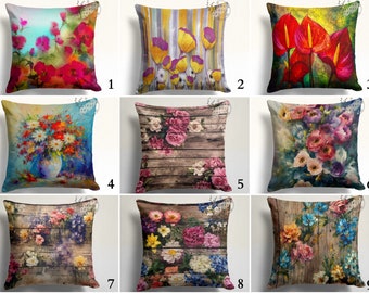 Stylish Flowers Pillow Cases, Hollyhock Throw Pillow, Summer Trend Cushion Cover, Decorative Anthurium Floral  Patio Pillow Sham, House Gift