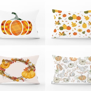 Chic Orange Pumpkin Pillow Cover, Fall Pumpkin Pillow Sham, Halloween Lumbar Pillow Case, Decorative Lumbar Cushion Cover, Thanksgiving Deco