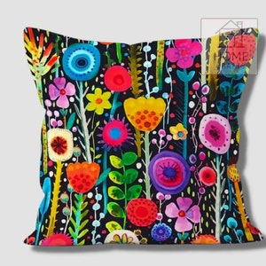 Magical Multicolored Flowers Pillow Shams, Colorful Pillow Cover, Motley Cushion Case, Stunning Pillow, Vibrant Bright Colorful Pillow Cases Pattern #8