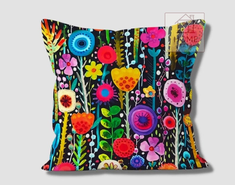 Magical Multicolored Flowers Pillow Shams, Colorful Pillow Cover, Motley Cushion Case, Stunning Pillow, Vibrant Bright Colorful Pillow Cases Pattern #8