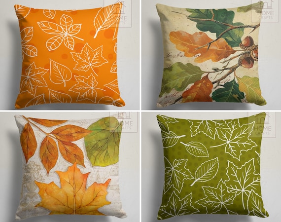 Fall Acorn Print Pillow Cases, Orange Green Cushion Covers, Oak Leaves  Pillow Top, Autumn Cushion Case, Maple Leaves Pillow Top, Home Deco - Etsy