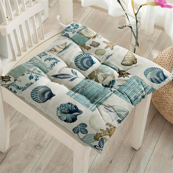 Sea Theme Chair Cushions Nautical Puffy Seat Pads Sea Shell Square Seat Cushion Starfish Fluffy Chair Cushion Outdoor Interior Decor Etsy