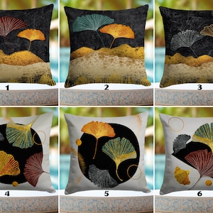 WATERPROOF Ginkgo Leaves Pillow Slipcovers, Ginkgo Leaf Cushion Cover, Contemporary Pillow Protector, Modern Art Decorative Pillow Shams