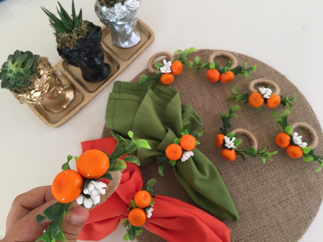 Mandarin Napkin Rings Faux Fruit Table Decor Luxury Napkin Etsy