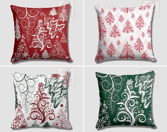 Xmas Tree Pillow Cover, Decorative Cushion Case, Christmas Pillow Sham, Yule Pillowcase, Noel Throw Pillow, New Year Pillow, Christmas Decor