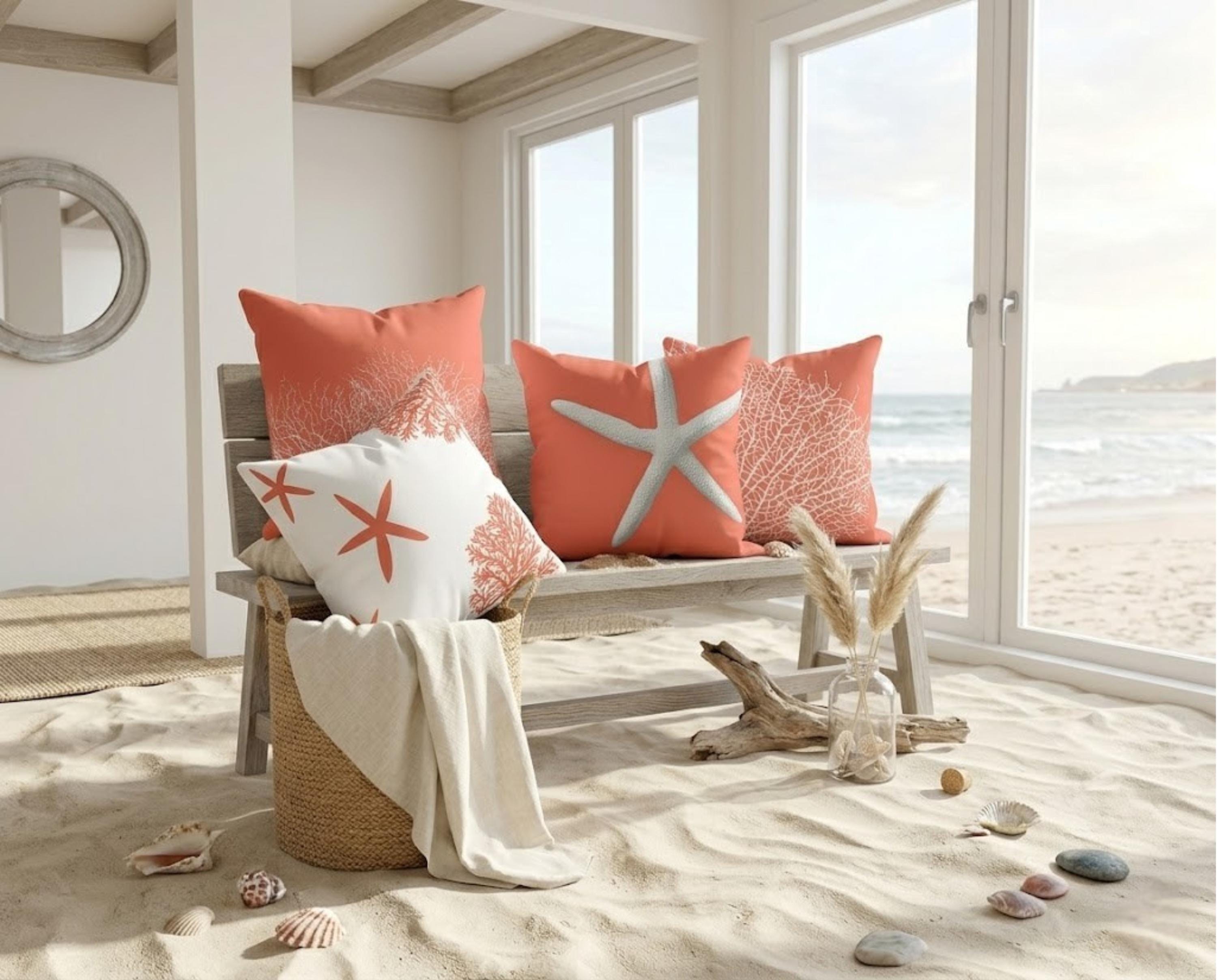 Coral Throw Pillow Cover, Sea Life Cushion, Beach House Decor - Etsy