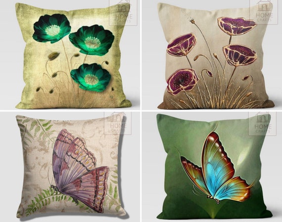 Coperture per cuscini a farfalla, federe per cuscini decorativi per divano,  fodere per cuscini verde mare, cuscino con accento farfalla, federa  floreale, regalo per la casa -  Italia