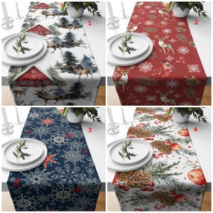Christmas Table Runner, Xmas Table Cover, New Year&#39;s Table Top, Deer Print Tablecloth, Xmas Kitchen Runner, Snowflake Table Linen, Home Gift