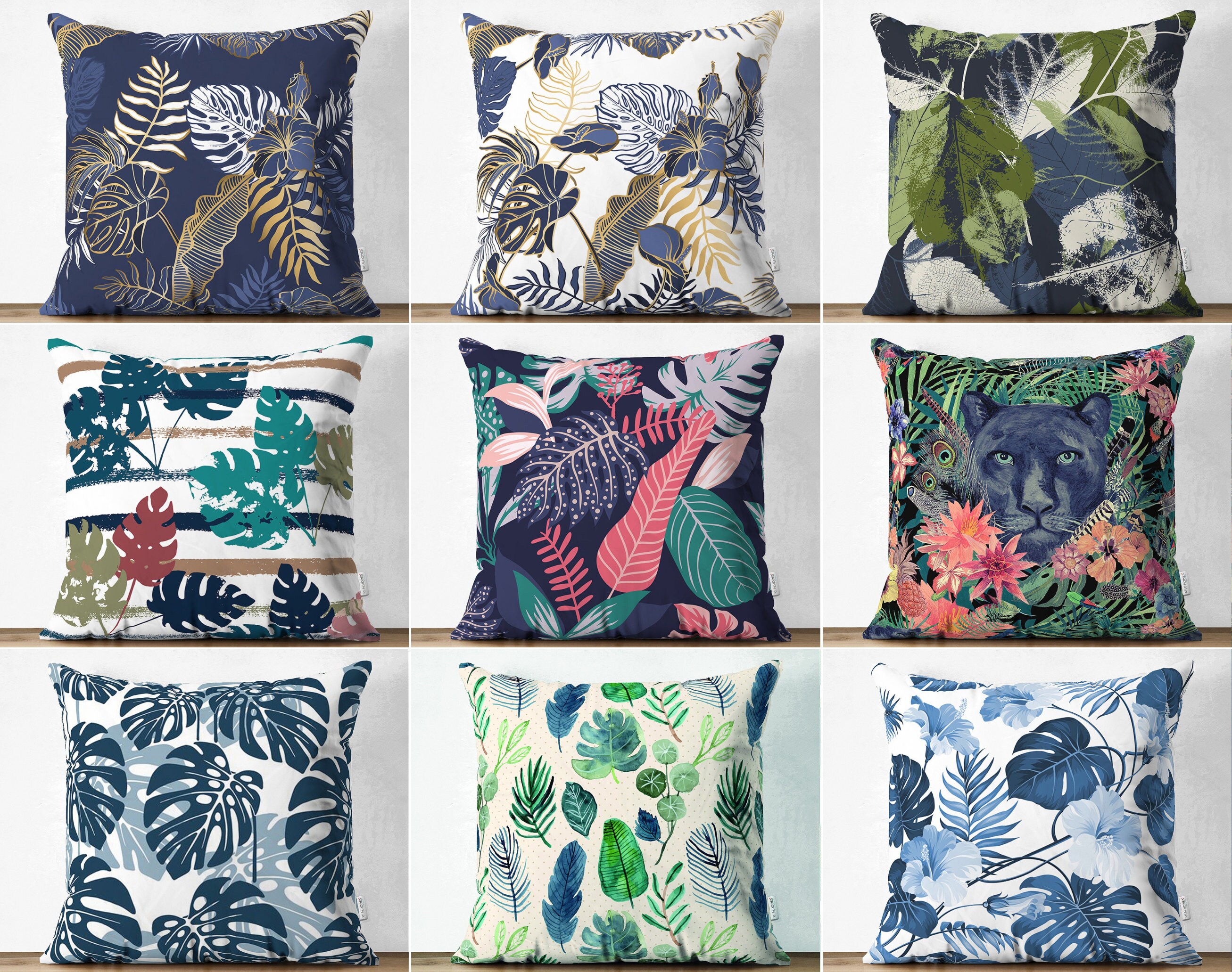 palm print outdoor pillows