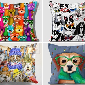 Bonitas fundas de almohada para perros, almohadas decorativas para mascotas, funda de cojín para exteriores en gris y rojo, funda de almohada para perros, almohadas con estampados de animales, regalo para el hogar, varios tamaños