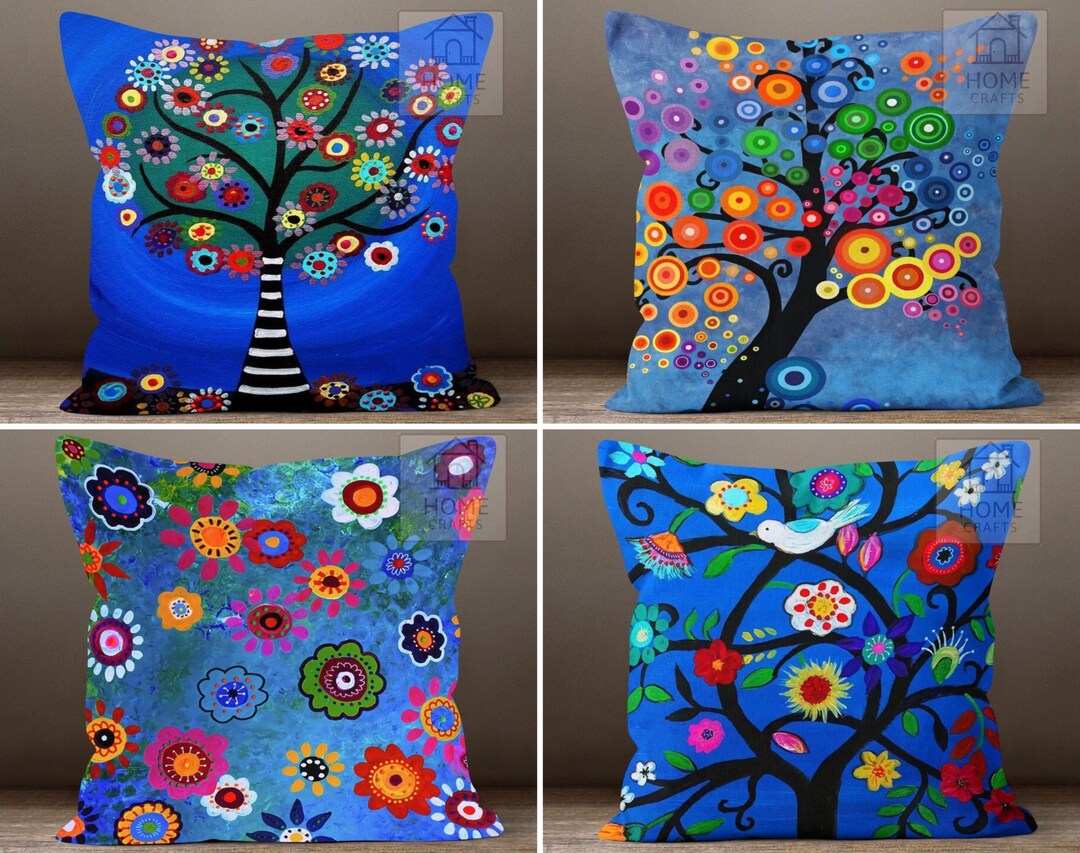 Tree of Life Pillow Cover, Rainbow Bubble Tree Pillow Case, Evil Eye