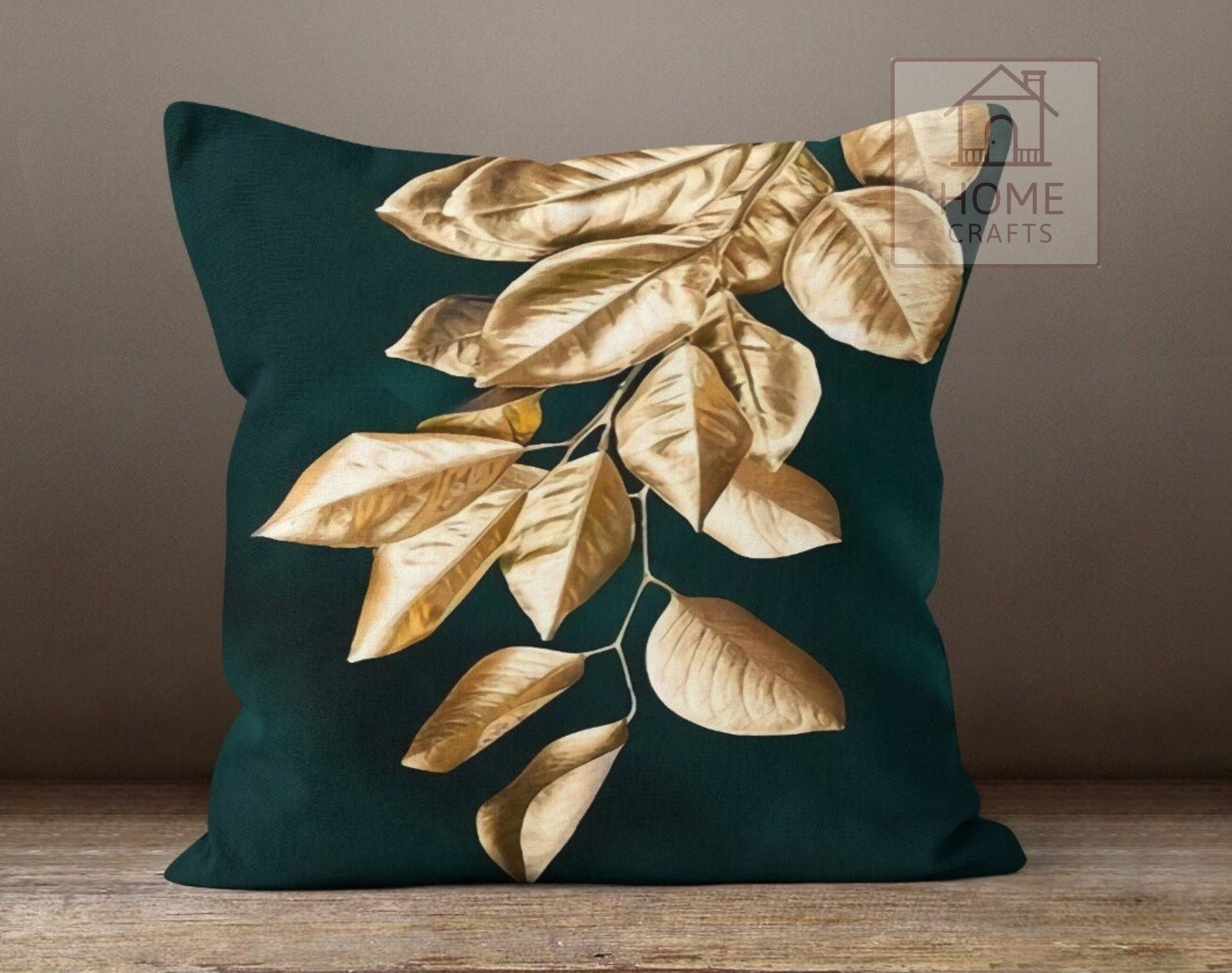 Deko-Kissenbezug Mit Tropischem Design – 50x50 Cm, Grüne Blätter & Schildkröte, Baumwolle-Leinen