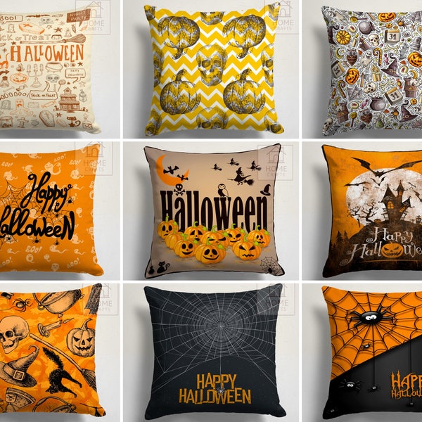 Happy Halloween Written Pillow Shams, Haunted House Pillow Cover, Bat Pattern Pillow Case, Spook Ghost Cushion Cover, Halloween Gifts