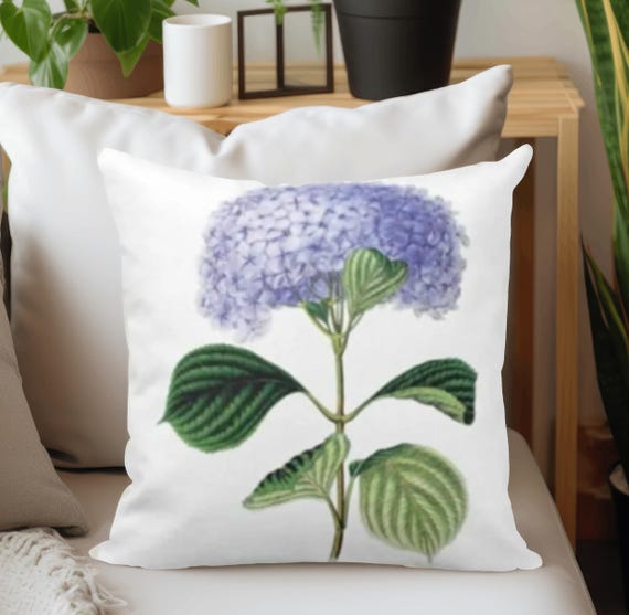 Federa Per Cuscino Con Ortensia Blu - 30,5x50,8 Cm - Morbida Flanella Per Divano E Veranda