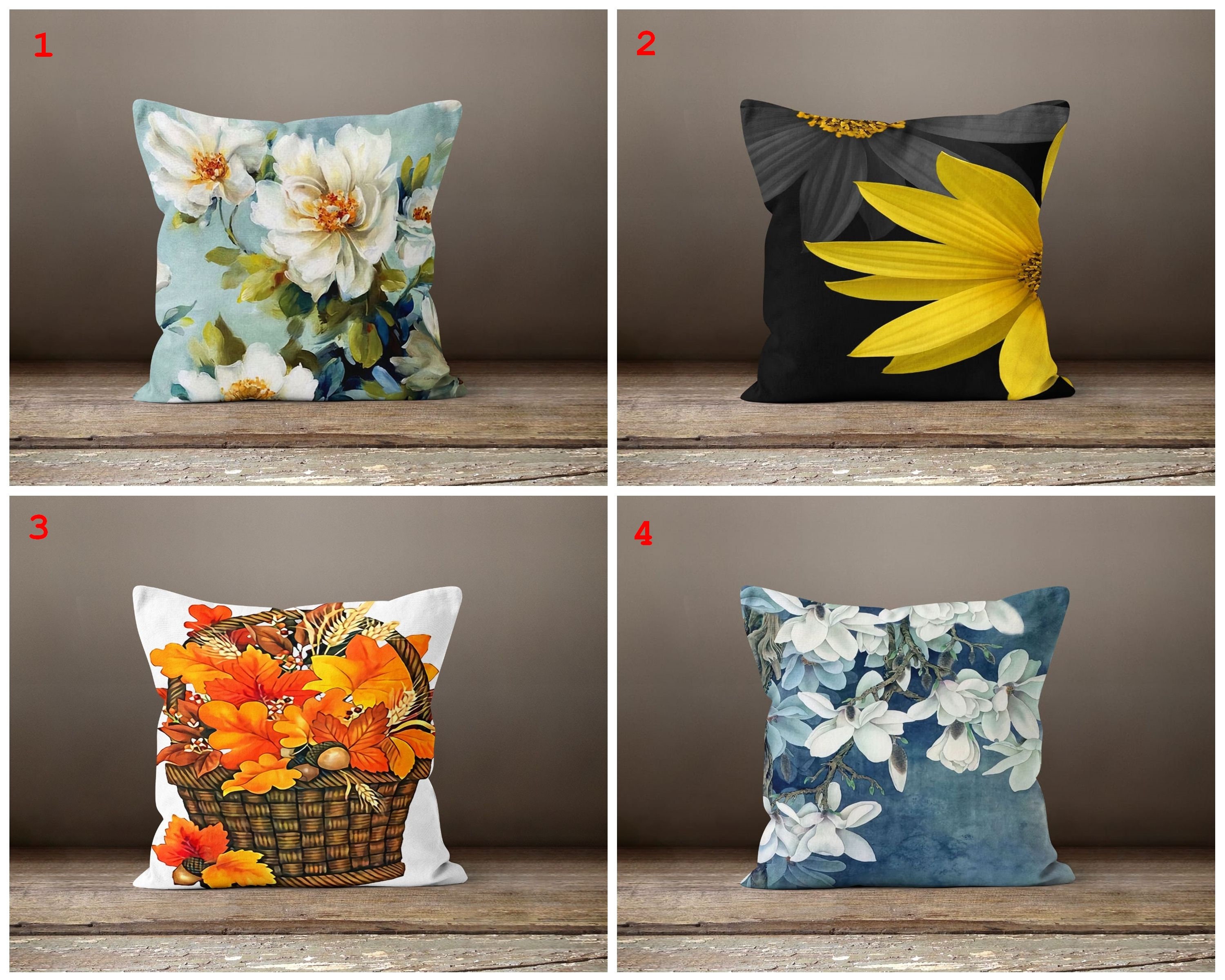 yellow flower pillows
