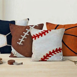 Fundas de almohada con forma de balón deportivo, fundas de cojín de fútbol, baloncesto, béisbol y fútbol americano, decoración moderna para salas de juegos.