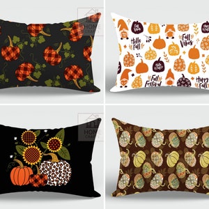 Pumpkin Lumbar Pillow Cover, Fall Pumpkin Pillow, Lumbar Cushion Case, Autumn Pumpkin Patch Accent Pillow, Thanksgiving Decorative Pillow