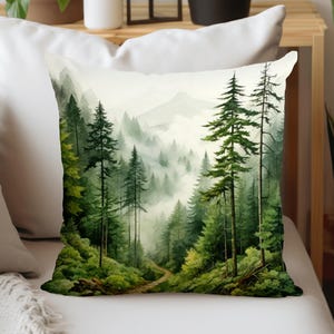Federa per cuscino con motivo a pino, federa per cuscino lunga con foresta di pini verde, federa per cuscino con motivo a bosco, cuscino con albero di pino, federa per cuscino con foresta verde
