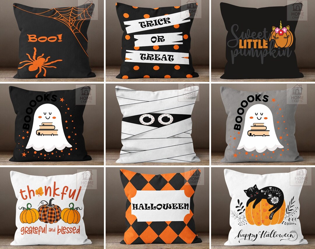 Halloween Throw Pillow Covers, Ghost Pattern Pillow Case, Gothic