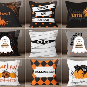 Halloween Throw Pillow Covers, Ghost Pattern Pillow Case, Gothic Cushion Cover, Trick or Treat Pillow Sham, Spider Style Pillow Topper