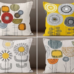 Capa de almofada com flores abstratas, capa de almofada com desenhos minimalistas, capa de almofada nórdica escandinava, almofada decorativa de arte moderna, almofada floral decorativa