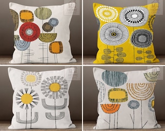 Abstract Flower Pillow Cover, Minimalist Drawings Pillow Top, Nordics Scandi Cushion Case, Decorative Modern Art Pillow, Floral Throw Pillow