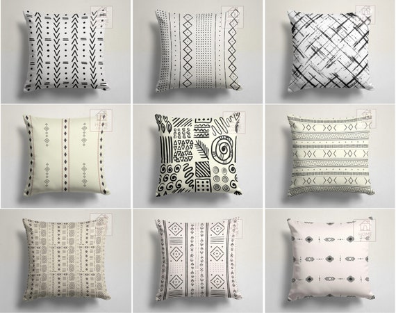 Black and white tribal pillow online