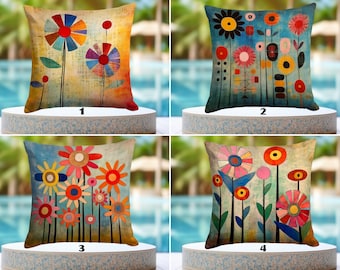OUTDOOR Abstract Floral Pillow Shams, Water Resistant Modern Art Pillowcase, Garden Sofa Pillow Protector, Waterproof Cozy Couch Pillow Slip