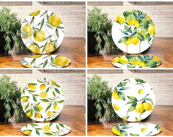 Juego de manteles individuales de limón (juego de 2), decoración de cocina cítrica