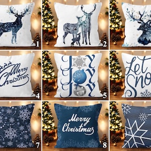 Deer Print Pillowcase, Snowflake Pillow Cover, Xmas Pillow Sham, Decorative Reindeer Cushion Cover, Merry Christmas Pillow Top, Winter Decor