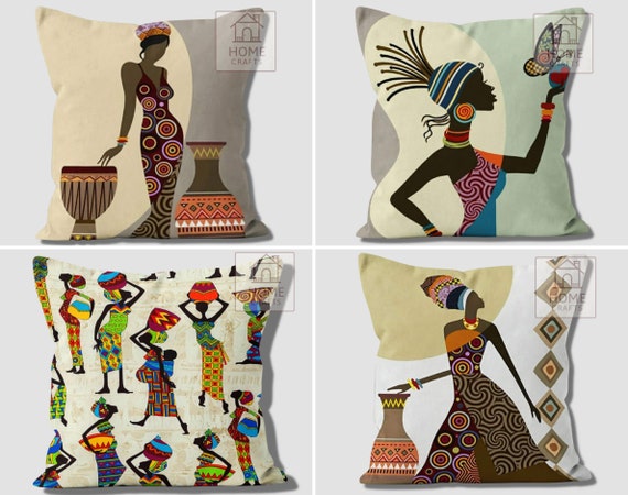 Ethnic Pillowcase African Woman Ethnic Pillow Cover Black Women Pattern Pillow Topper African Girl Design Pillow Sham Comfy Pillowcase Etsy