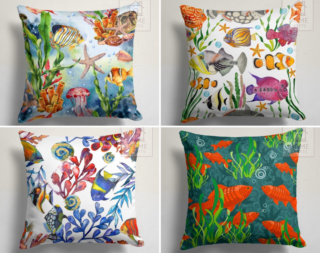 Fish Pillow Covers, Fish Throw Pillow Cases, Fish Outdoor Cushion Case