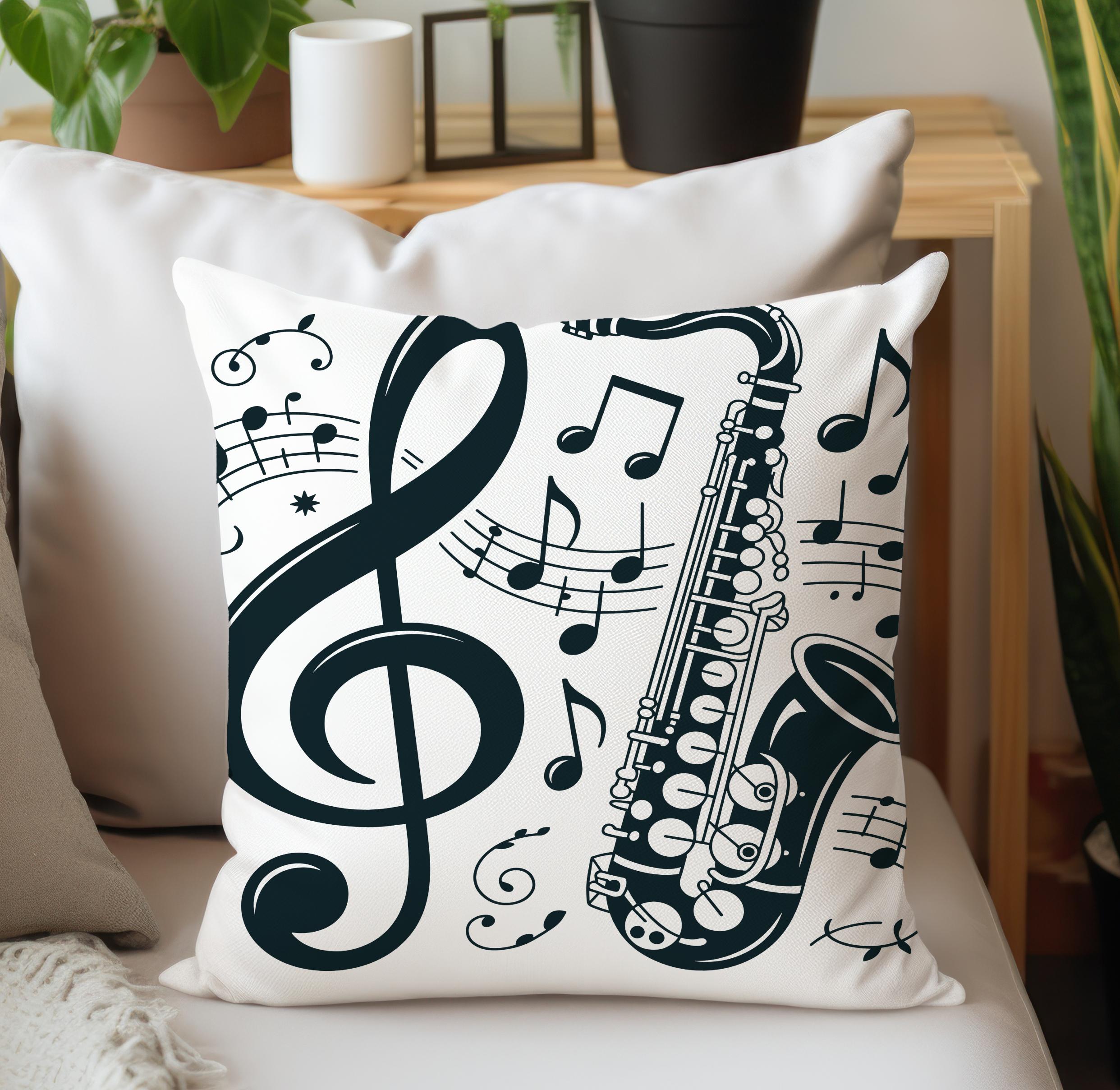 Music Lover Throw Pillow Cover, Piano Jazz Note Pattern Decor - Etsy
