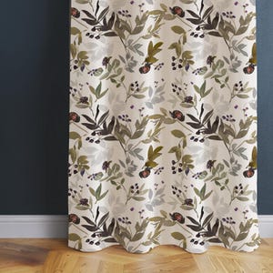 Bohemian Spring Flower Window Curtain, Botanical Window Treatment, Modern Floral Drape, Seamless Pattern Luxury Valance, Nature Style Fabric