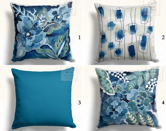 Blue Indoor Pillow Covers Decorative Pillowcase Petrol Blue Designer Throw Pillow Sham Teal Accent Pillow Protector Decorative Cushion Etsy