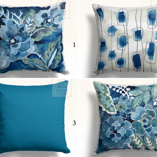 Indoor Pillow Covers, Decorative Home Decor, Petrol Blue Designer Throw Pillow Covers, Blue Teal Accent Lumbar Pillow, Decorative Cushion