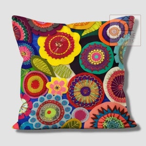 Taies d'oreiller magiques fleurs multicolores, taie d'oreiller colorée, taie de coussin hétéroclite, superbe oreiller, taies d'oreiller aux couleurs vives et lumineuses image 2