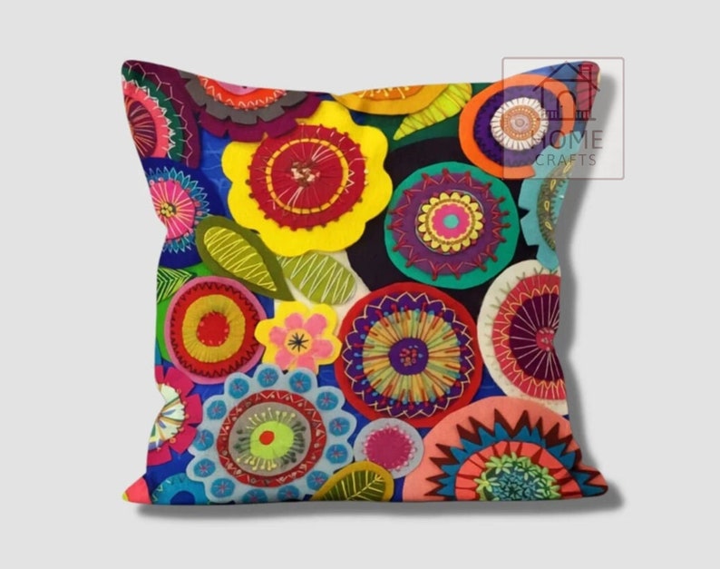 Magical Multicolored Flowers Pillow Shams, Colorful Pillow Cover, Motley Cushion Case, Stunning Pillow, Vibrant Bright Colorful Pillow Cases Pattern #1