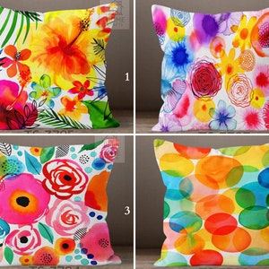 Vibrant Bright Colorful Pillow Case, Magical Floral Pillow Sham, Stunning Summer Cushion Case, Decorative Pillow with Different Size Options