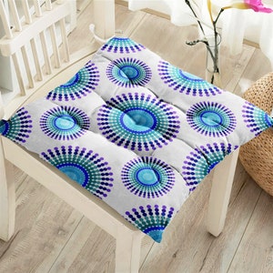 Ethnic Motif Chair Cushion, Mandala Puffy Seat Pads, Boho High Quality Square Seat Cushion, Fluffy Kitchen Cushion, Outdoor & Interior Deco