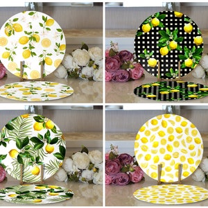 Lemon Tablemats, Lemon Placemat, Lemon Table Centerpiece, Lemon Dining Mat, Lemon Table Décor, American Dining Service Mat (Set of 2)