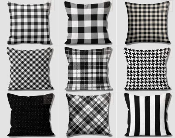Black White Chequer Pillow Cases Houndstooth Pillow Cover Noel