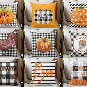 Tartan Pumpkin Print Pillow Cases, Happy Fall Y'all Pillow Cover, Squash Plaid Cushion Case, Fall Trend Throw Pillow, Autumn Deco, Home Gift