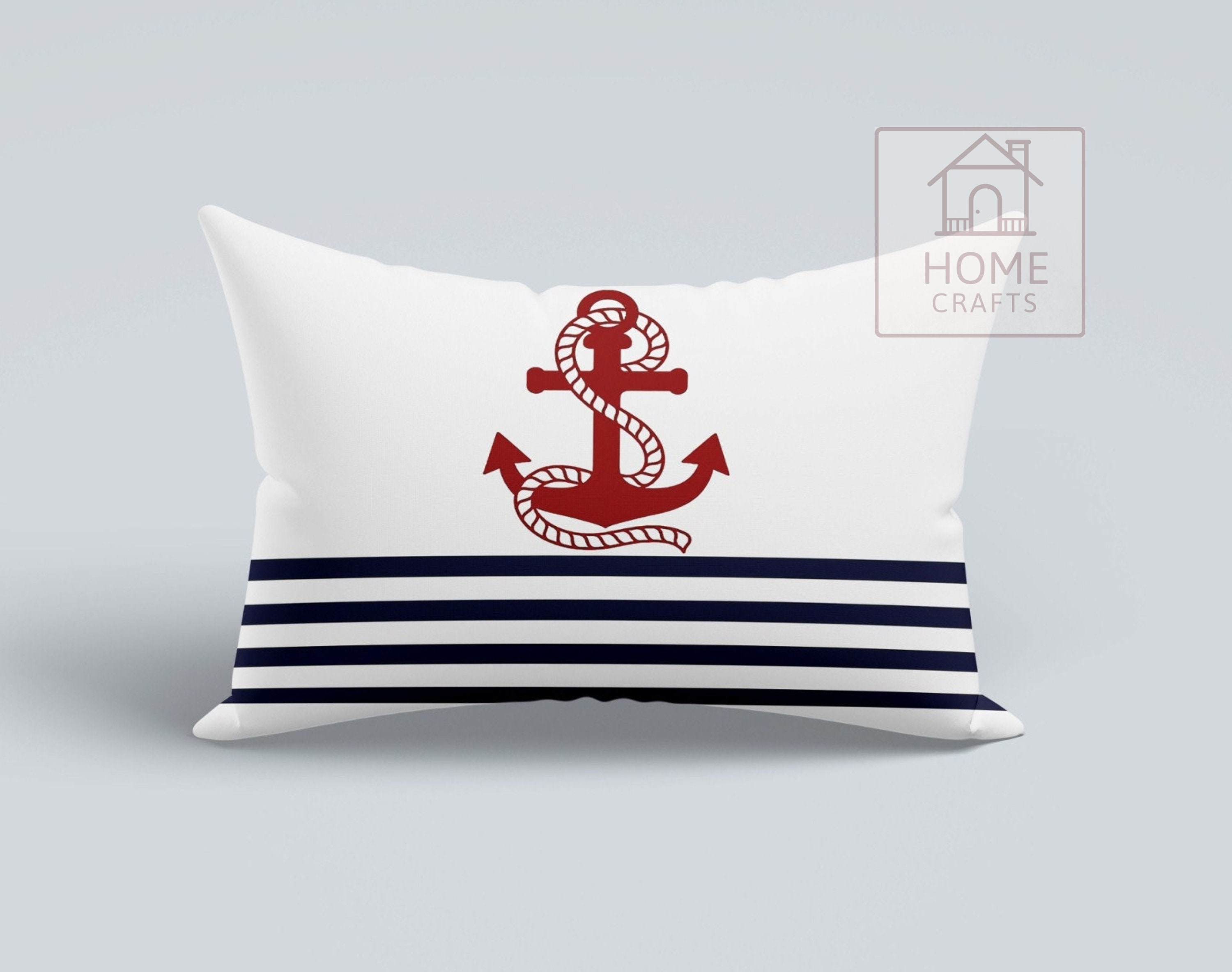 Nautical Lumbar Pillow Cover, Anchor, Knot, and Wheel Designs - Etsy