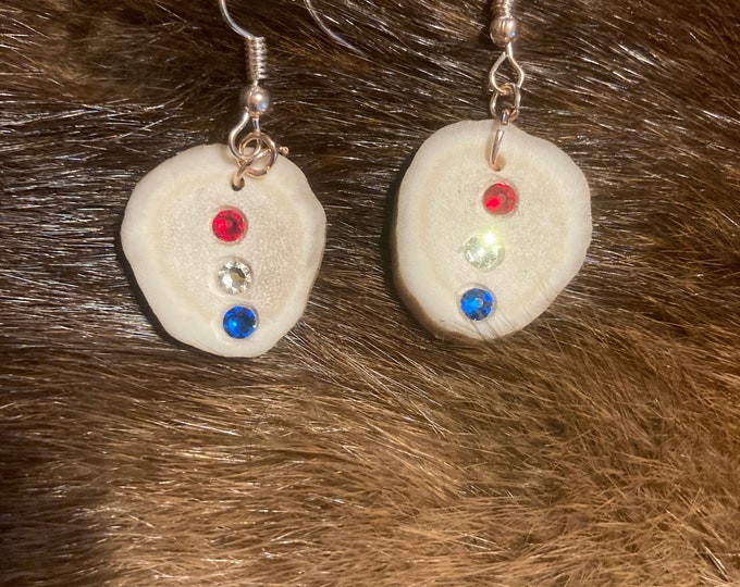Red White and Blue antler earrings