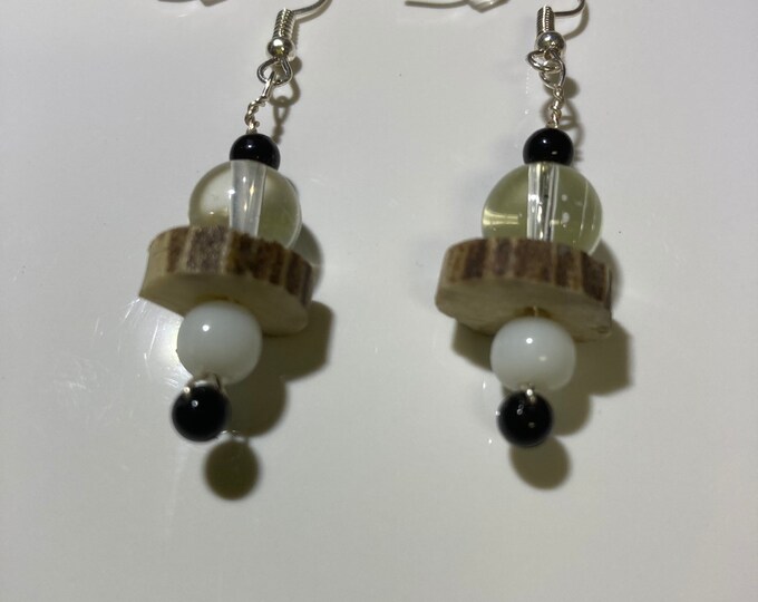 Deer antler and bead earrings