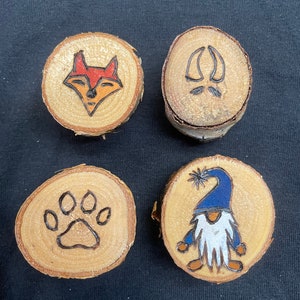 Free hand Wood burnt magnets