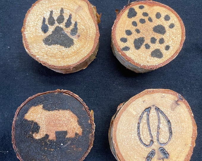 Wood burnt magnets